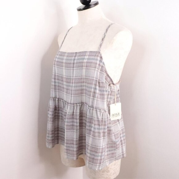 New 2pc a.n.a. Women's L Spaghetti Strap Babydoll Cotton Blend Cropped Tank Tops - Picture 6 of 11